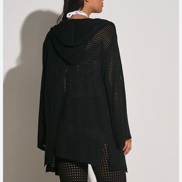 Elan Black Crotchet Hoodie Open Front Cardigan(Size Large) - Picture 2 of 7